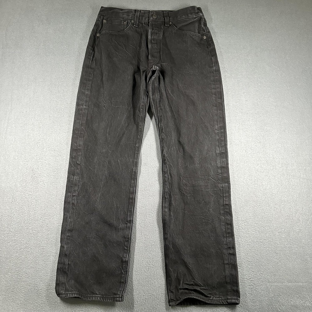 Levis 501 Jeans Mens 32x32 Black Straight Leg Button Fly Charcoal Denim Cotton